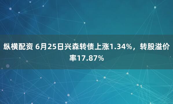 纵横配资 6月25日兴森转债上涨1.34%，转股溢价率17.87%